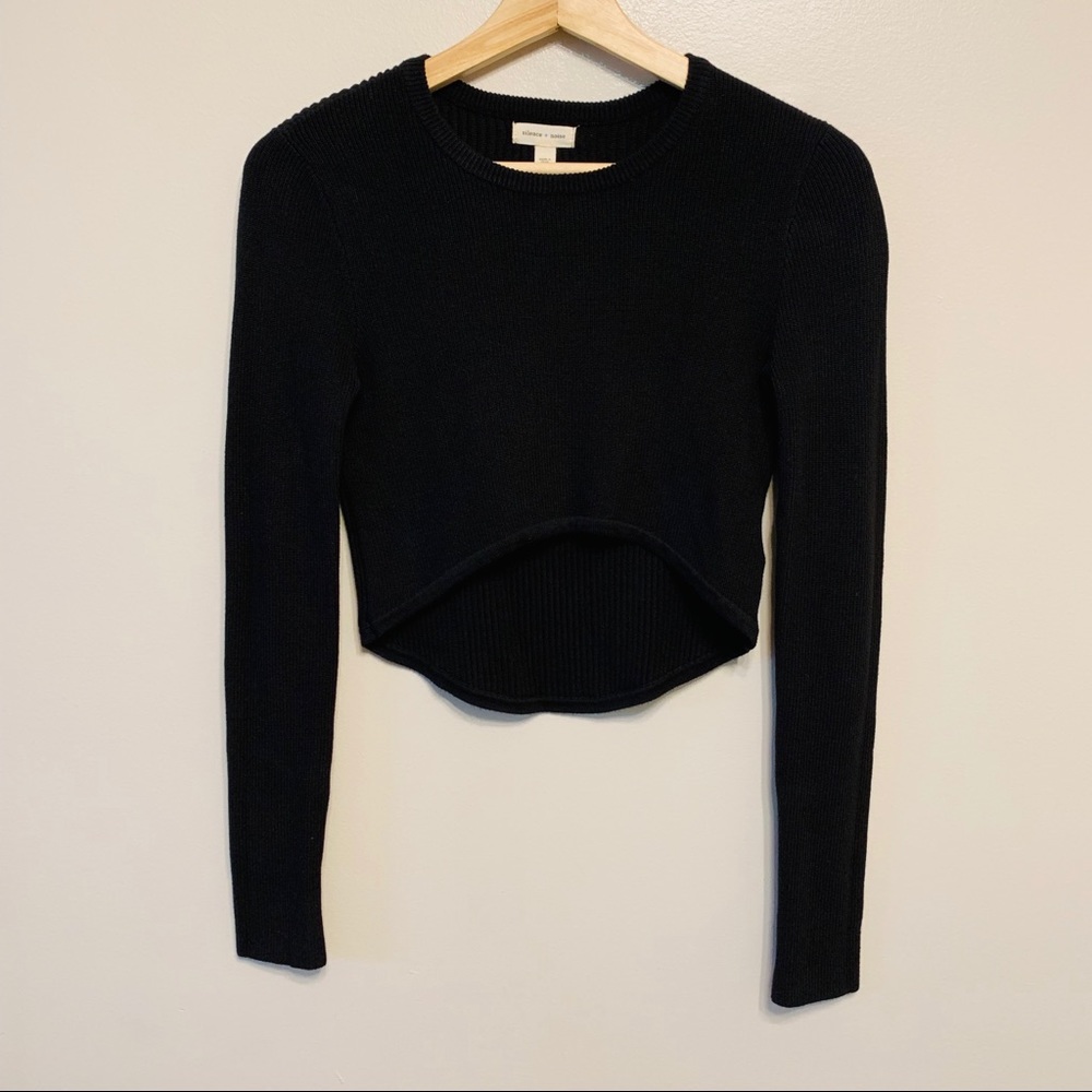 Silence + Noise Sweater High Low Crop Top